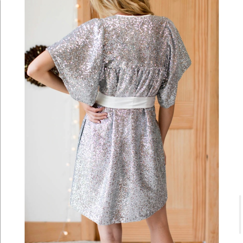 EMERSON FRY Marion Short Dress - Silver Sequin XXS - Picture 13 of 15